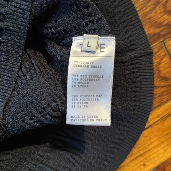 TOVE Women's Giselle Midi‎ Dress Navy Blue Rib Knit Crew Neck Ruching Shi… - Picture 7 of 16